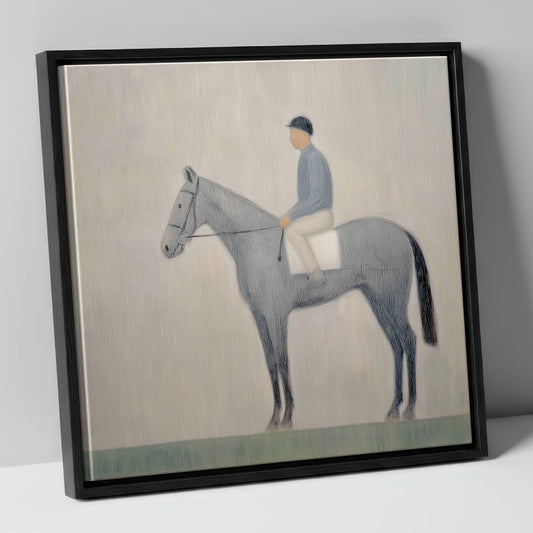 The Slate Grey Racer racing horse canvas wall art in black frame