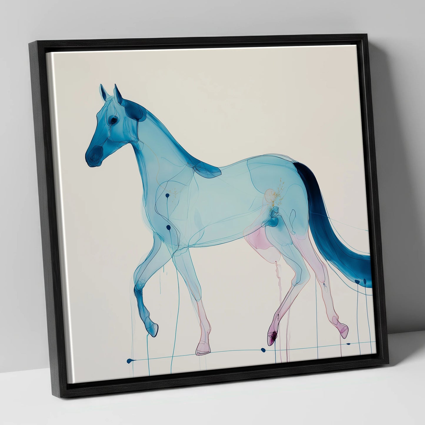Cerulean Grace horse breed canvas wall art in black frame