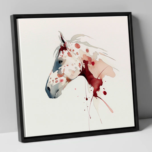 Crimson Appaloosa Profile horse breed canvas wall art in black frame