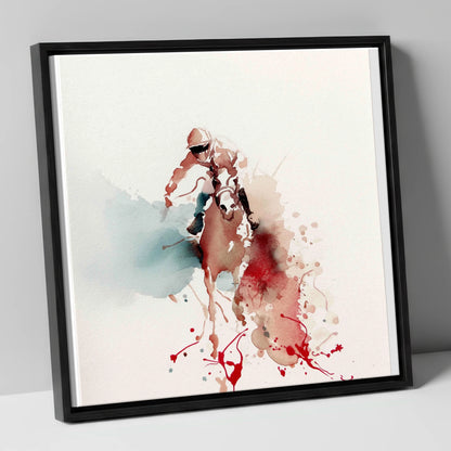The Final Furlong racing horse canvas wall art in black frame