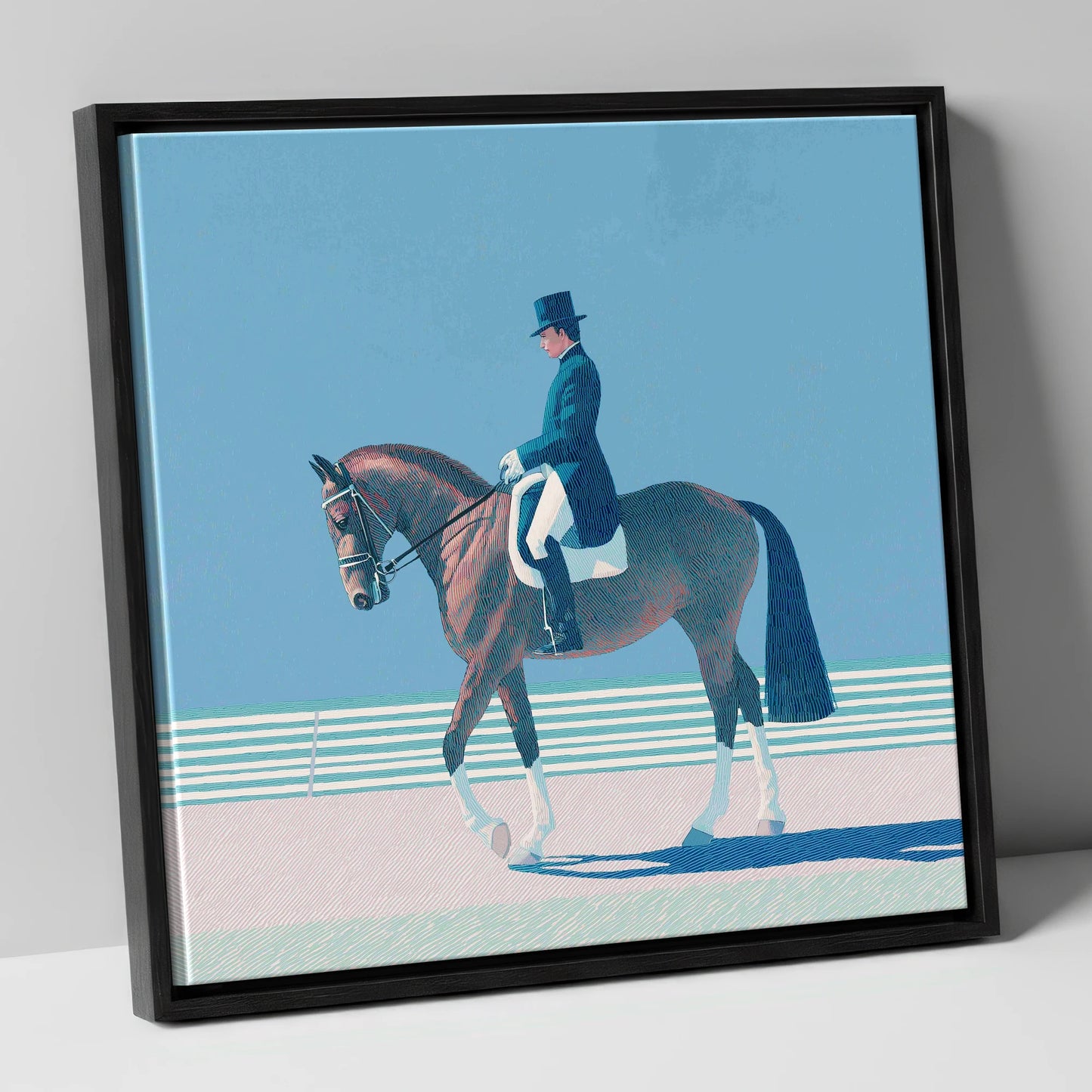 Classical Dressage Elegance dressage horse canvas wall art in black frame