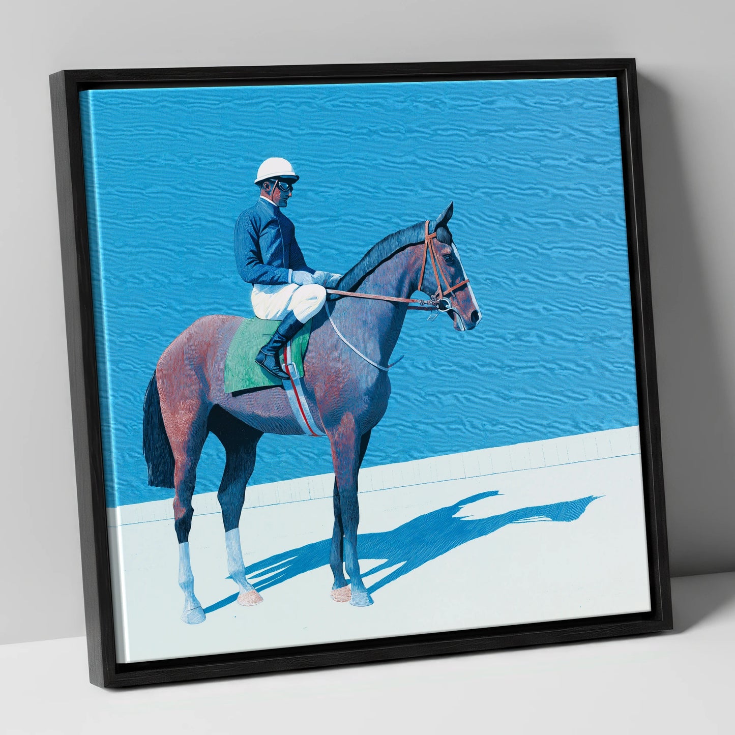Before the Off racing horse canvas wall art in black frame