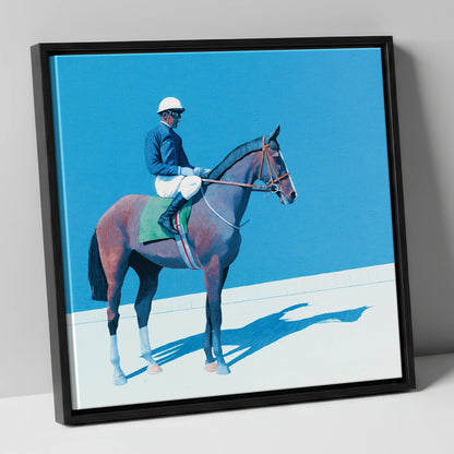 Before the Off racing horse canvas wall art in black frame