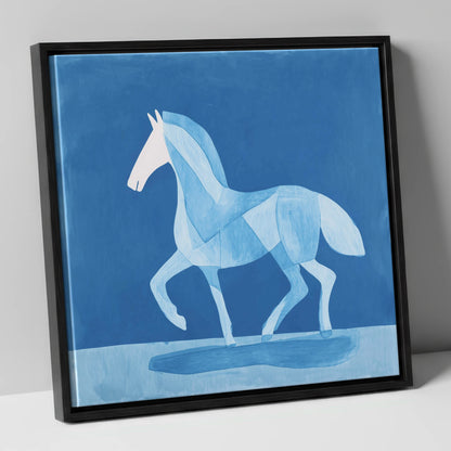 Ice Blue Cadence horse breed canvas wall art in black frame