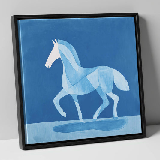 Ice Blue Cadence horse breed canvas wall art in black frame