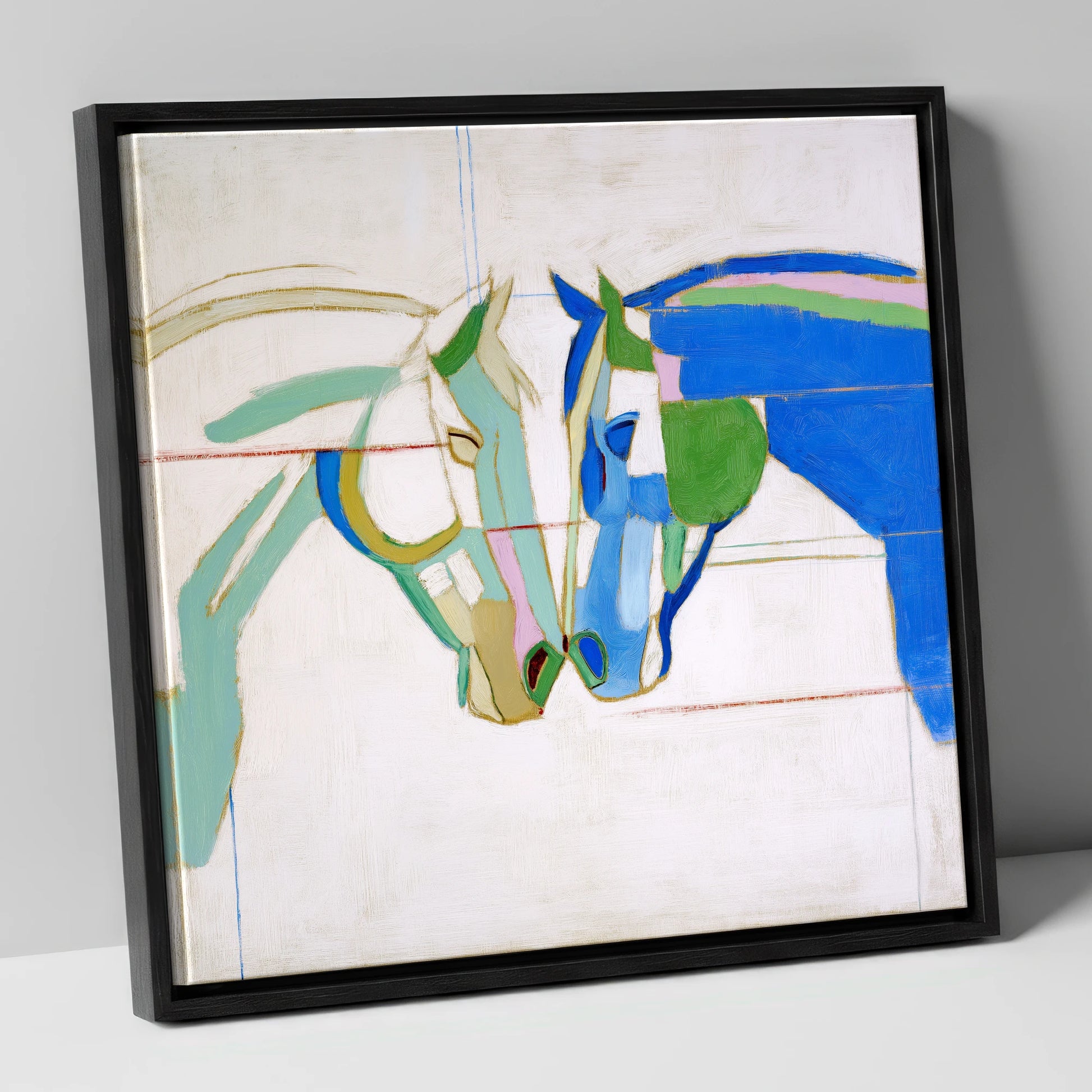 Architectural Harmony horse portrait canvas wall art in black frame