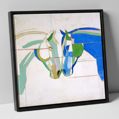 Architectural Harmony horse portrait canvas wall art in black frame