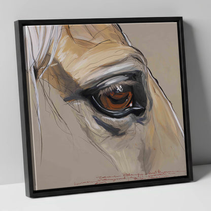 A Quiet Connection horse portrait canvas wall art in black frame
