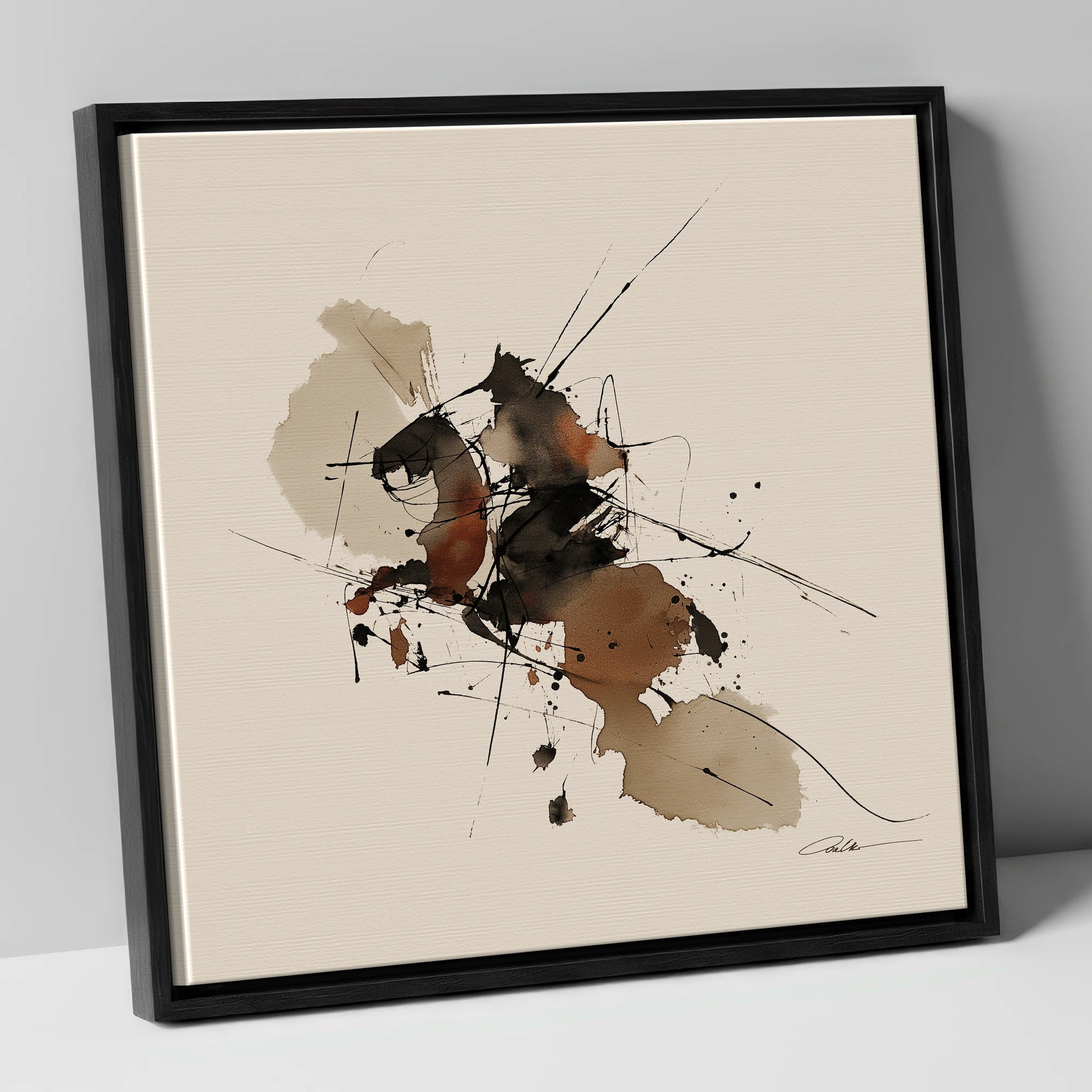Raw Equine Spirit horse portrait canvas wall art in black frame