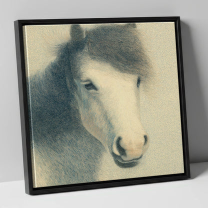 Midnight Slate Portrait horse breed canvas wall art in black frame