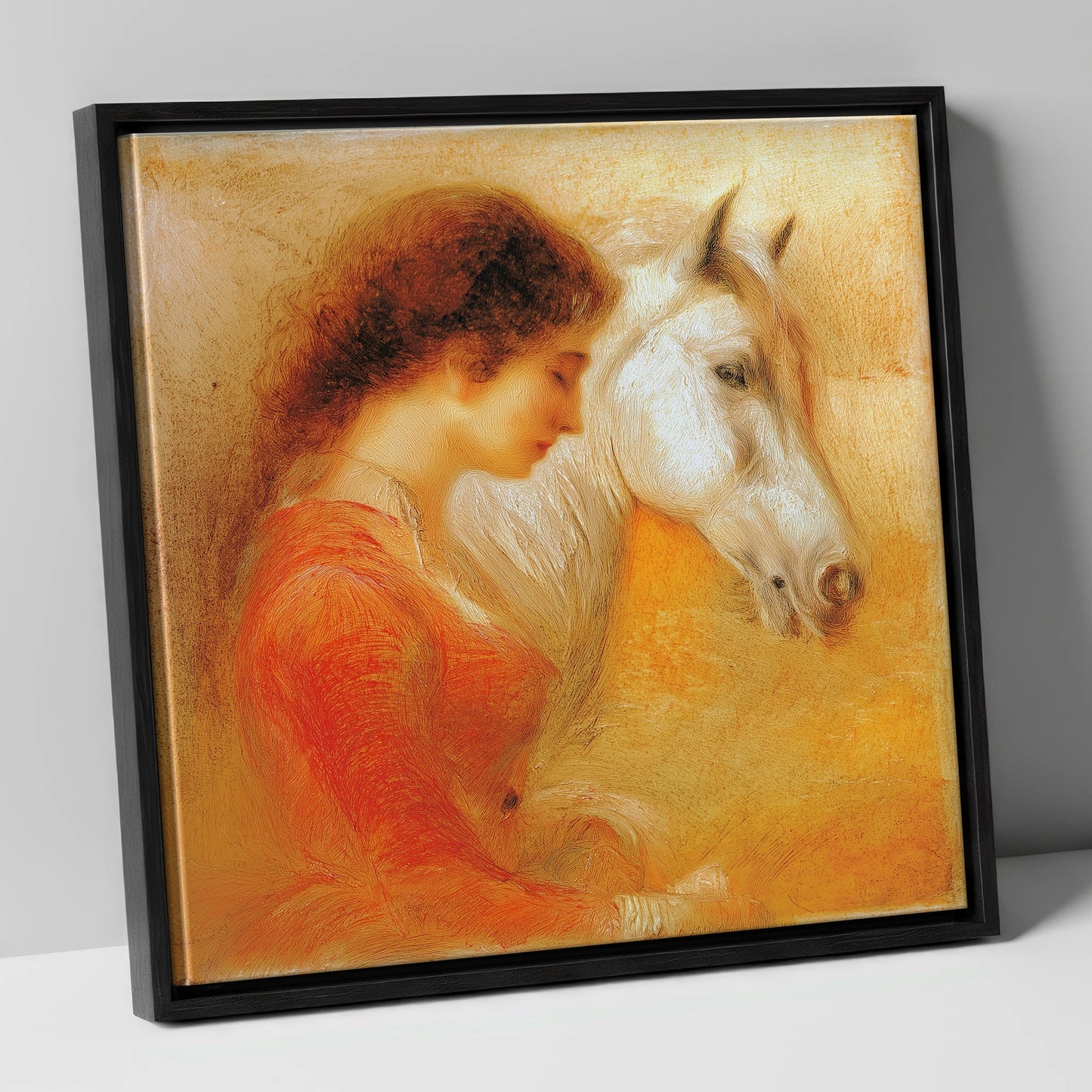 A Quiet Bond horse & rider canvas wall art in black frame
