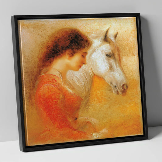 A Quiet Bond horse & rider canvas wall art in black frame