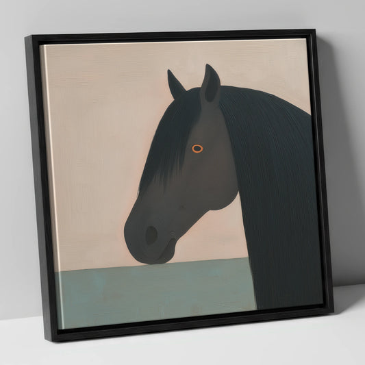 The Charcoal Profile horse breed canvas wall art in black frame