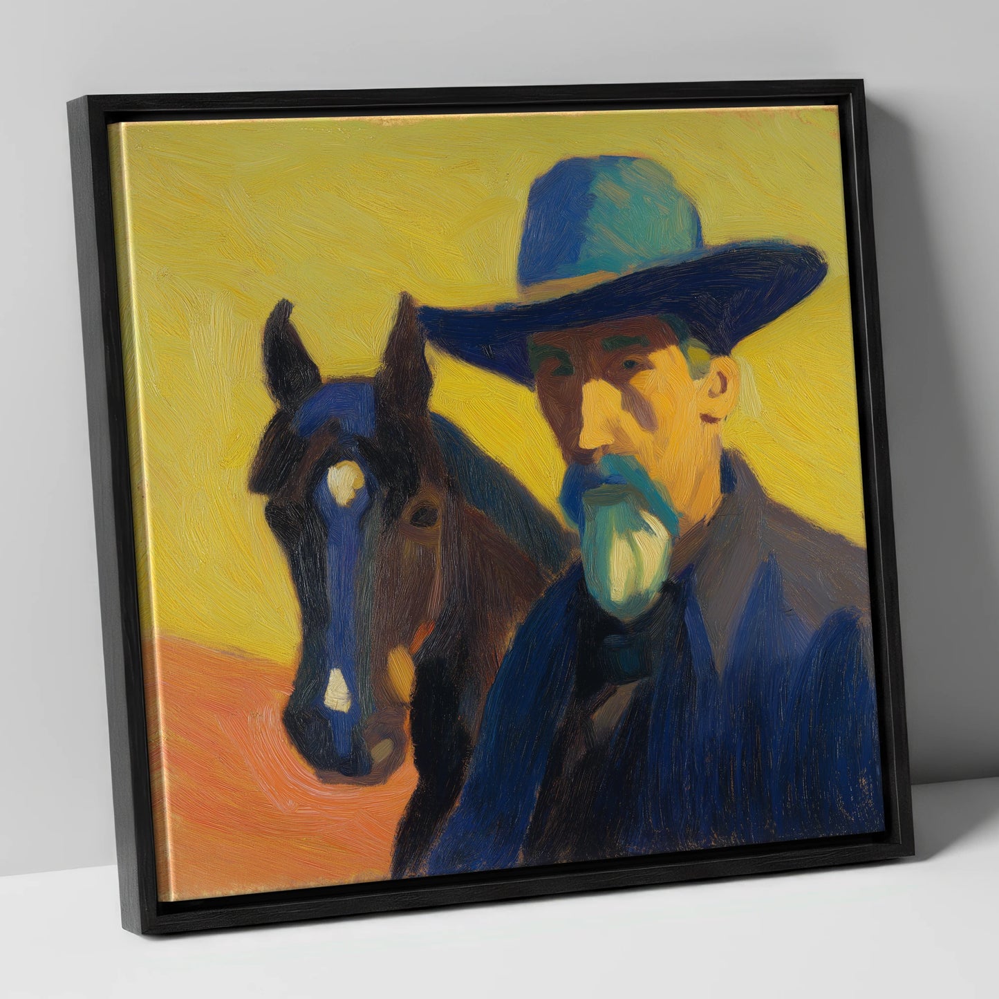 Vibrant Western Bond western horse canvas wall art in black frame