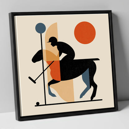 Retro Polo Strike polo horse canvas wall art in black frame