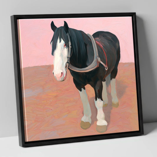 The Gentle Heavy horse breed canvas wall art in black frame