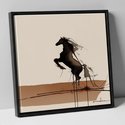 Untamed Dark Silhouette wild horses canvas wall art in black frame