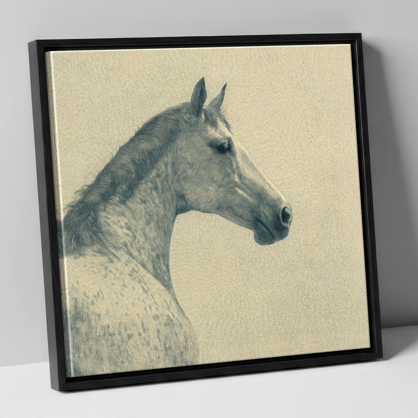 The Dappled Profile horse breed canvas wall art in black frame