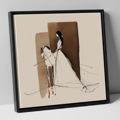 Ethereal Harmony horse & rider canvas wall art in black frame