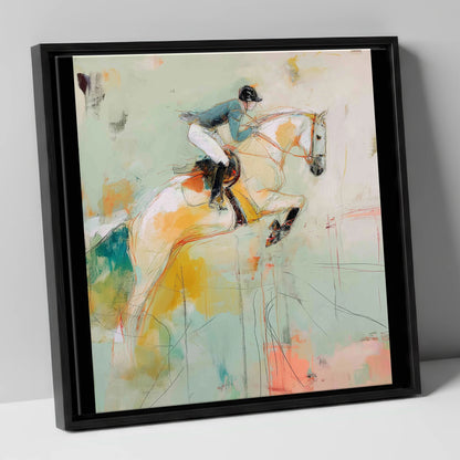 The Perfect Stride show jumping horse canvas wall art in black frame