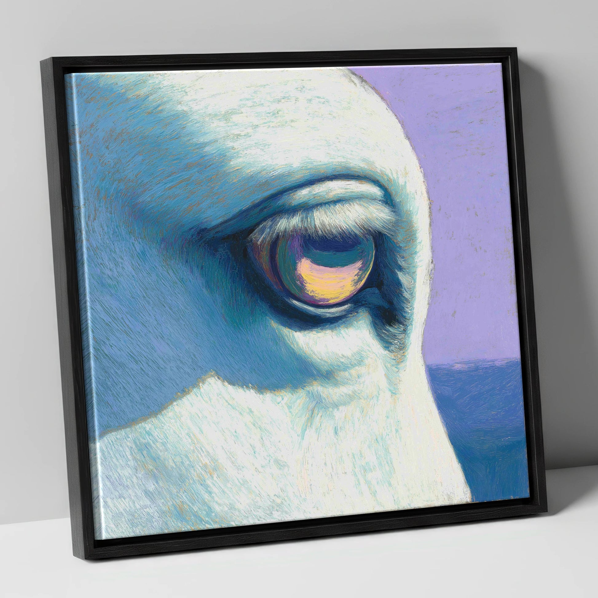 The Serene Gaze horse portrait canvas wall art in black frame