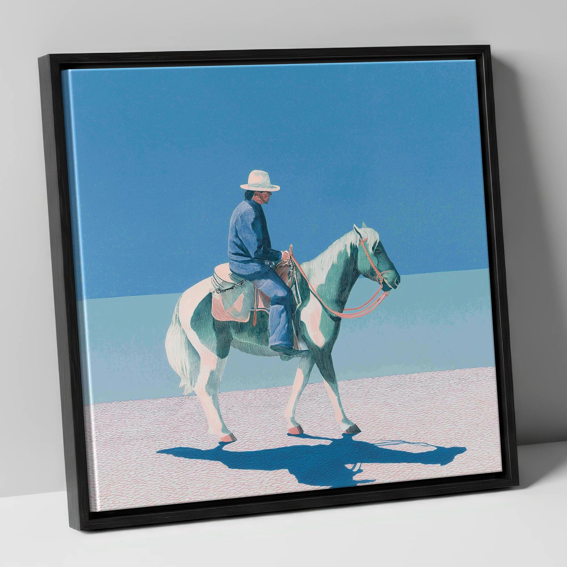 The Vast Horizon western horse canvas wall art in black frame