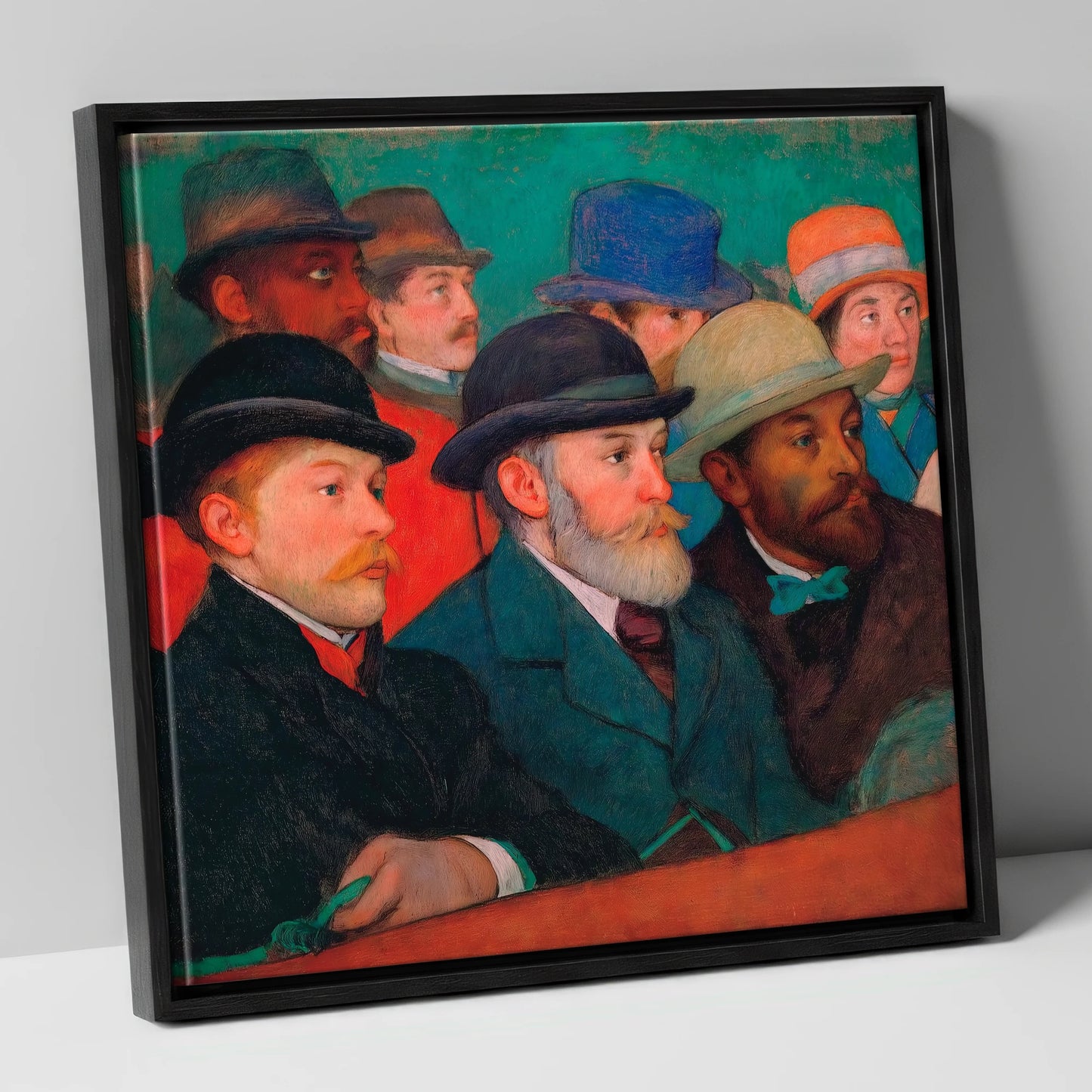 The Racing Crowd racing horse canvas wall art in black frame