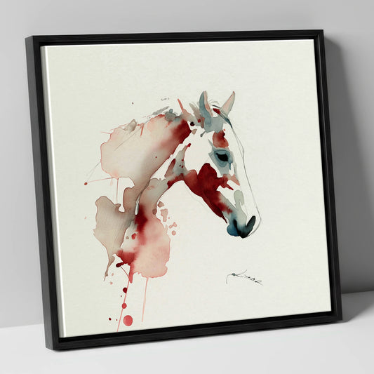 Crimson Spirit horse breed canvas wall art in black frame