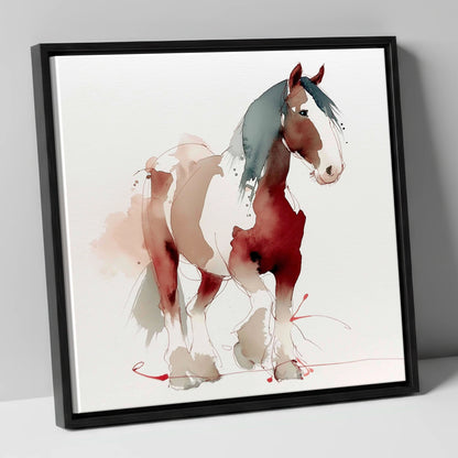 Crimson Wash Heavy Horse horse breed canvas wall art in black frame