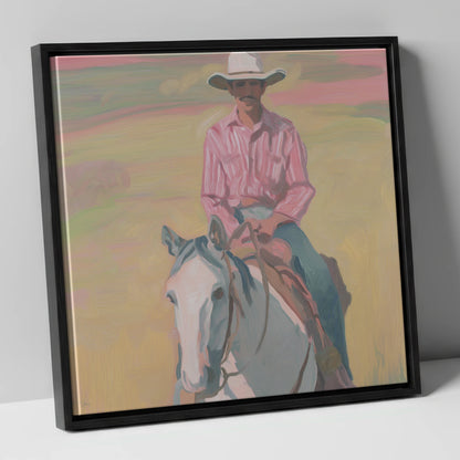 Dusk on the Plains western horse canvas wall art in black frame