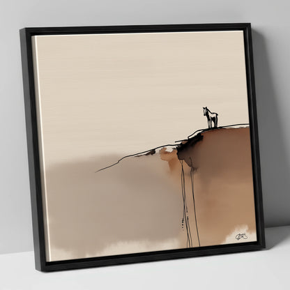Sentinel on the Edge horse landscape canvas wall art in black frame