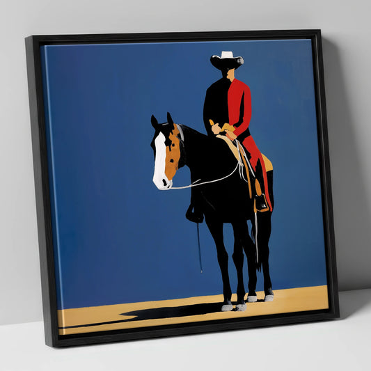 Bold Western Poise western horse canvas wall art in black frame