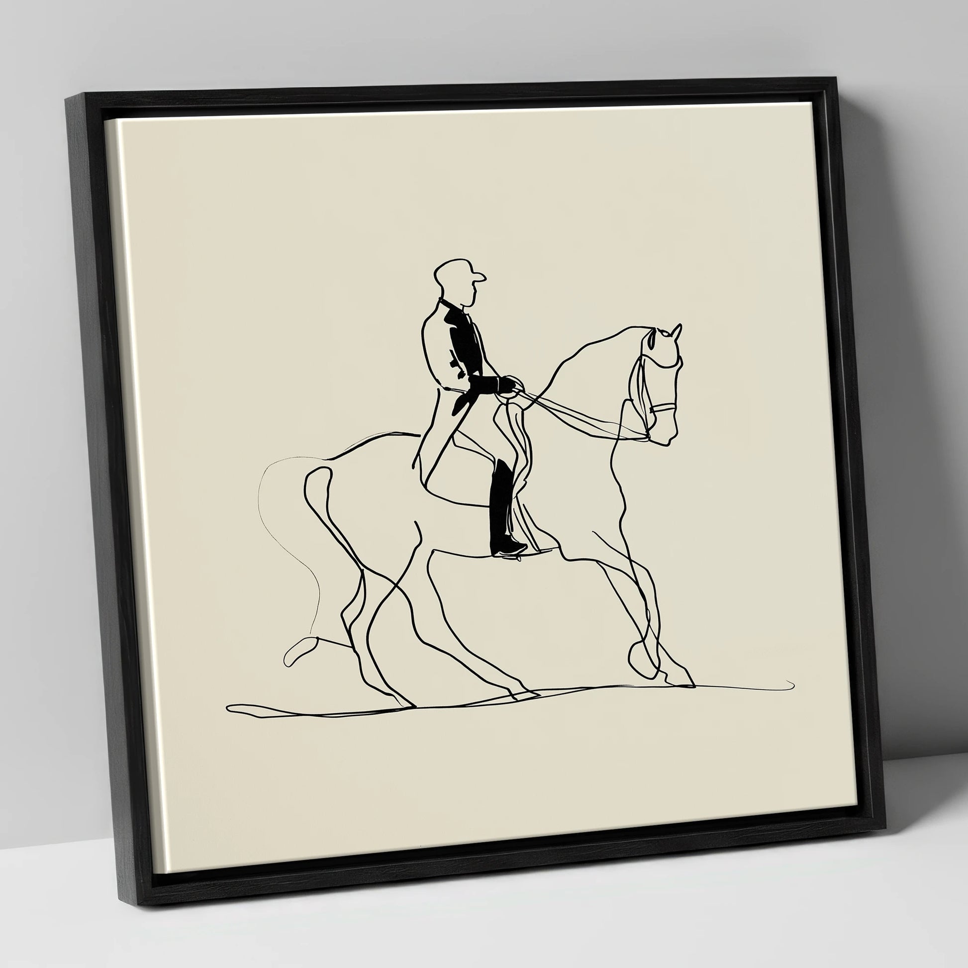 Elegance in Motion dressage horse canvas wall art in black frame
