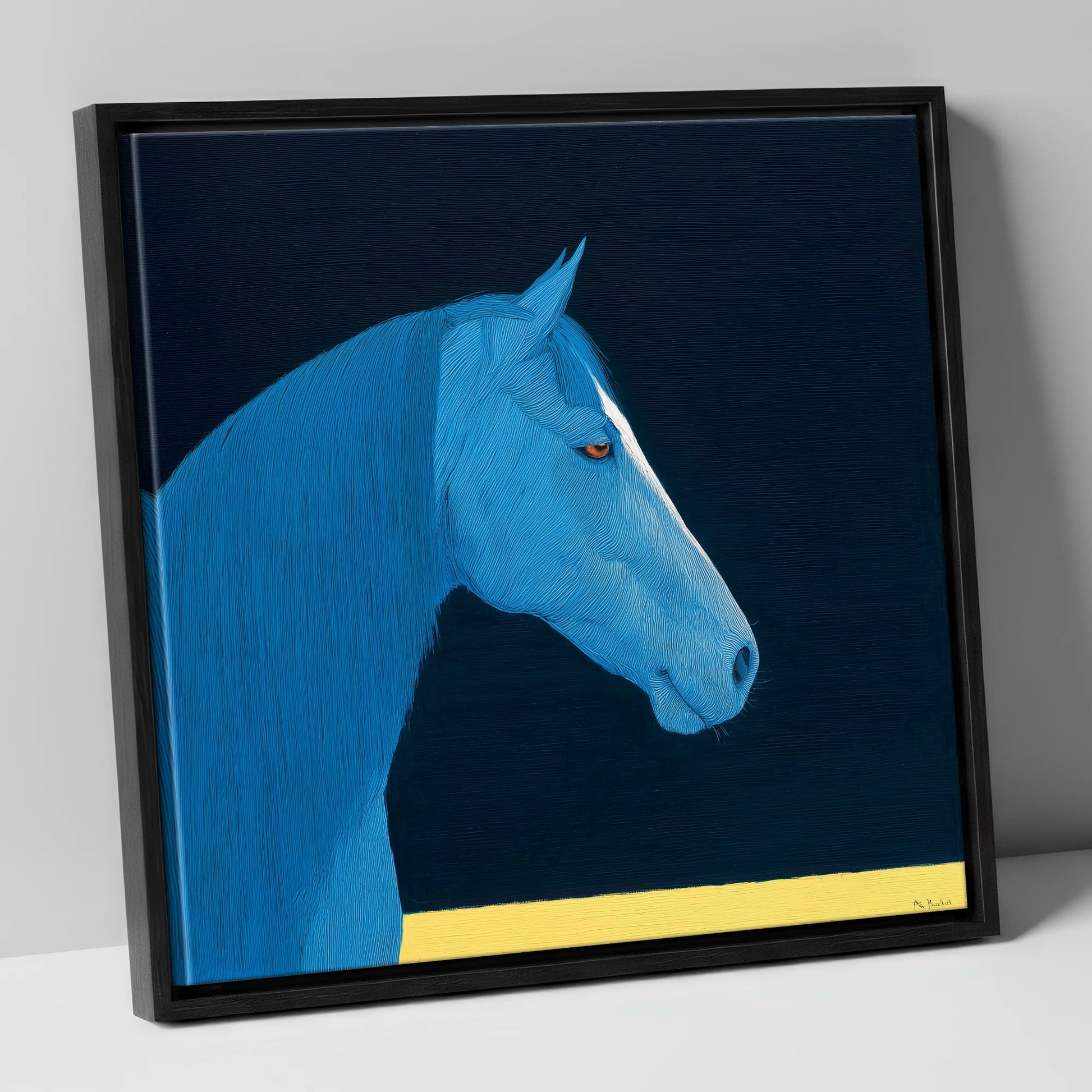 Azure Equine Profile horse breed canvas wall art in black frame