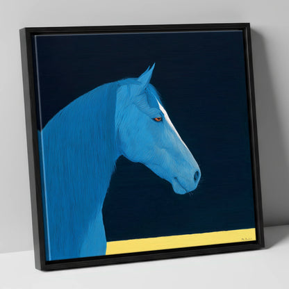 Azure Equine Profile horse breed canvas wall art in black frame