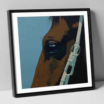 Quiet Observation horse portrait canvas wall art in black frame