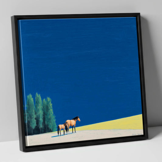 Under an Azure Sky horse landscape canvas wall art in black frame