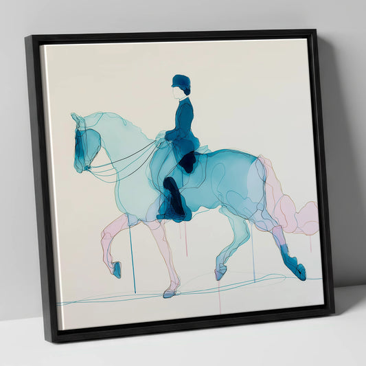 Fluid Dressage Grace dressage horse canvas wall art in black frame