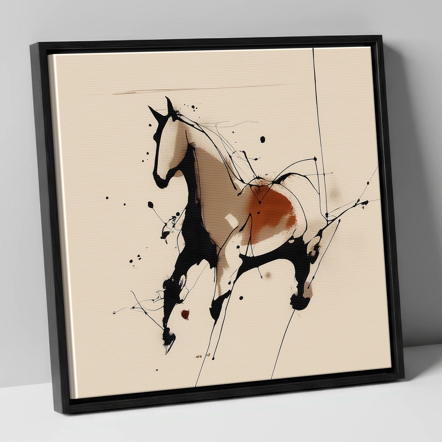Dynamic Equine Form horse portrait canvas wall art in black frame