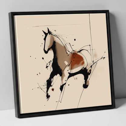 Dynamic Equine Form horse portrait canvas wall art in black frame