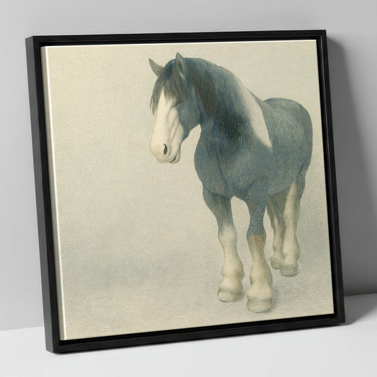 The Slate Blue Shire horse breed canvas wall art in black frame