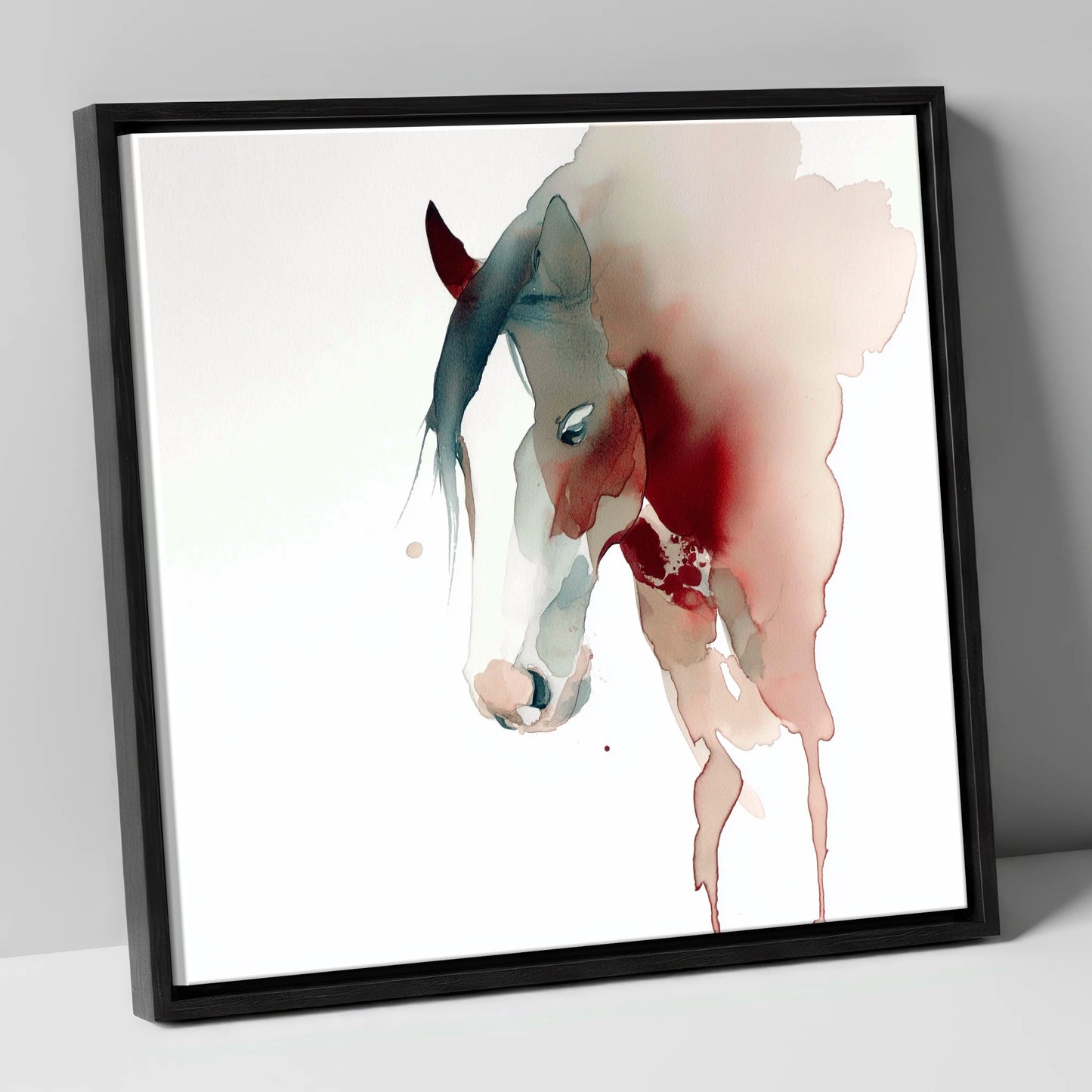 Crimson Silhouette horse breed canvas wall art in black frame