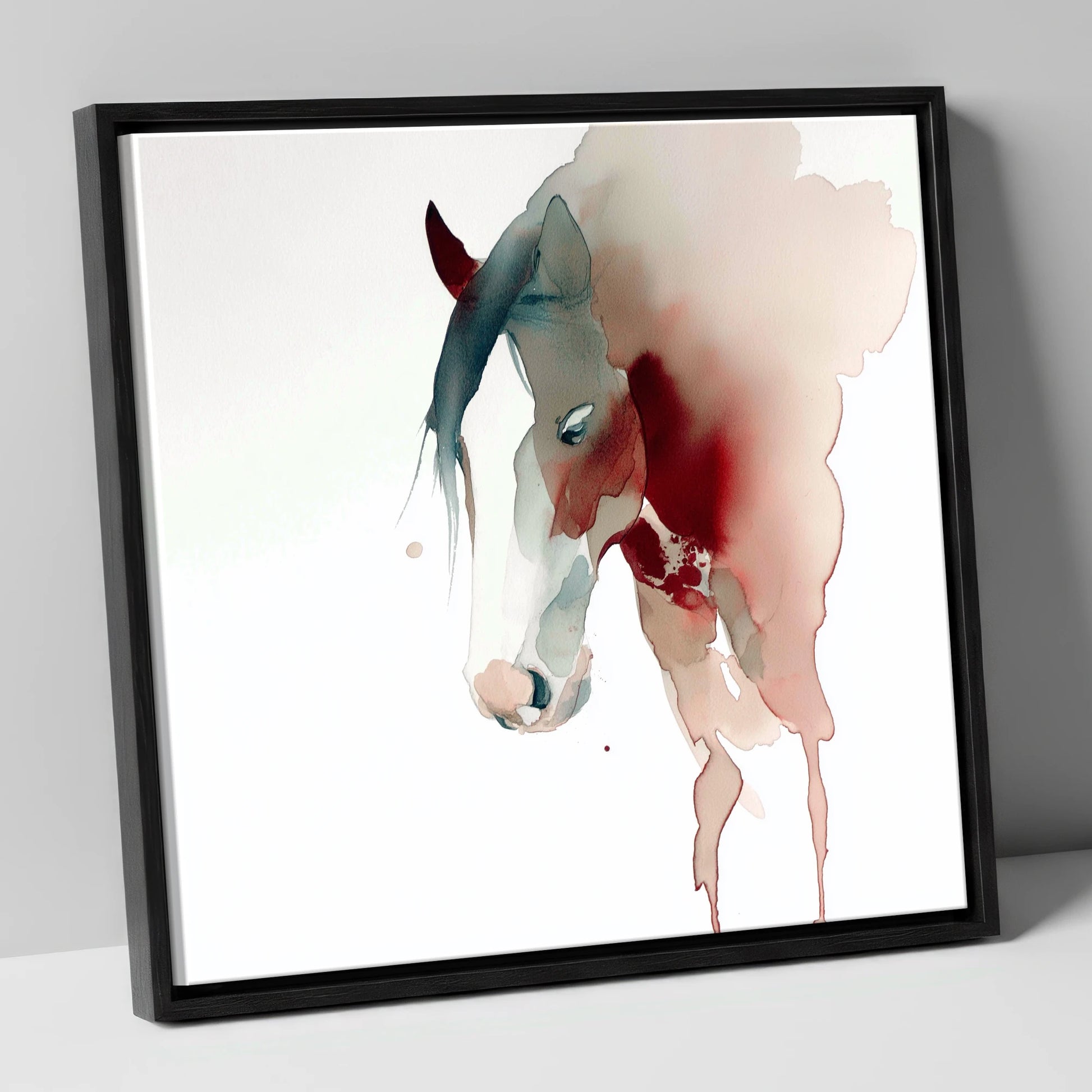 Crimson Silhouette horse breed canvas wall art in black frame