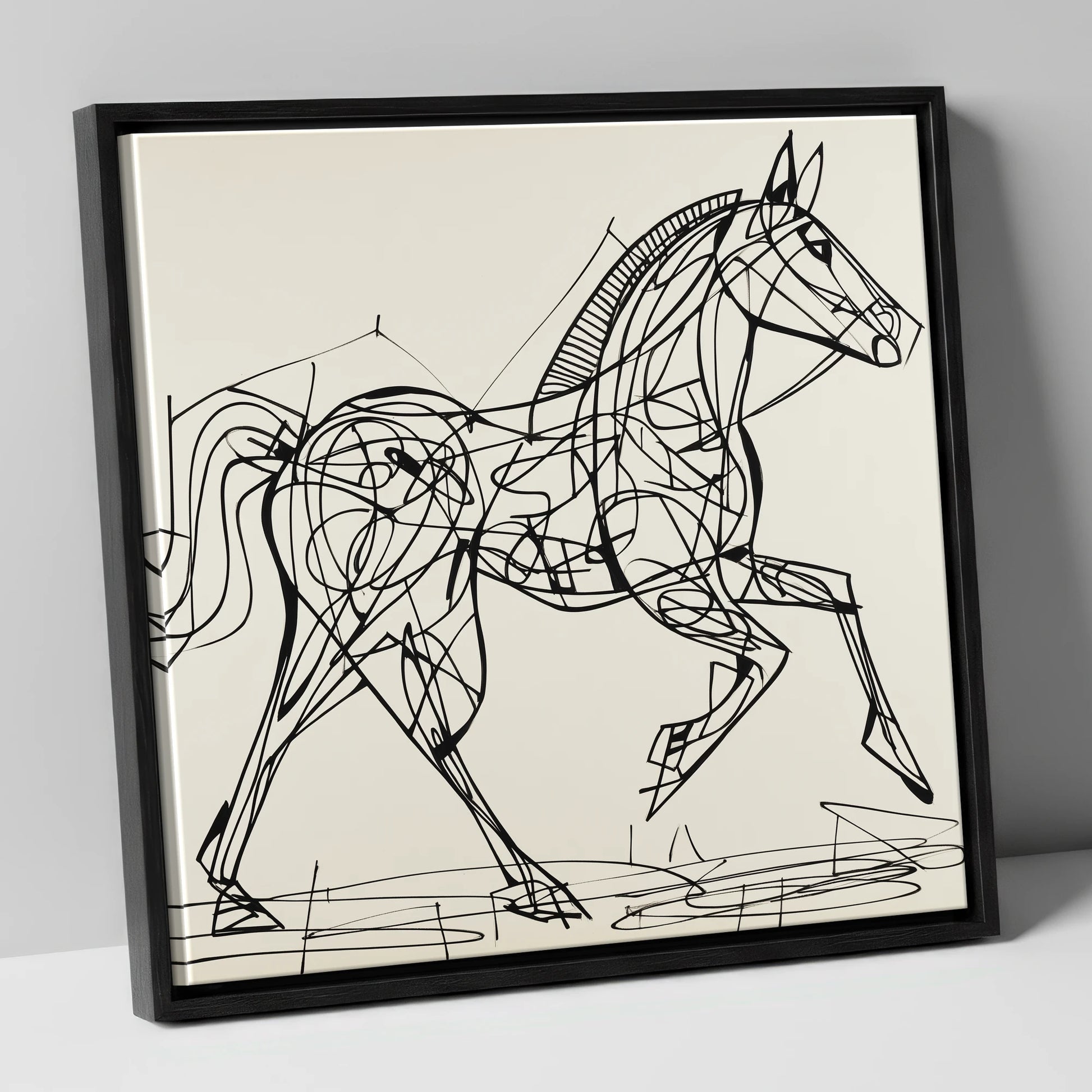 Structural Stride racing horse canvas wall art in black frame