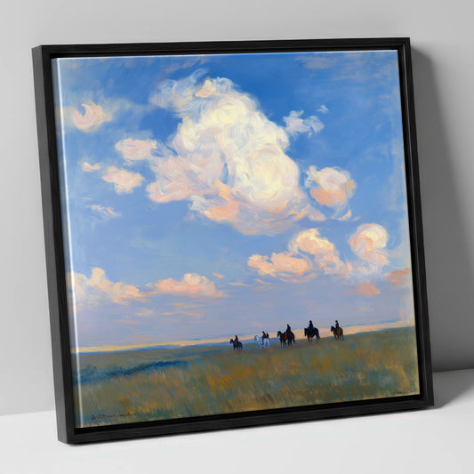 Endless Horizon Hack horse landscape canvas wall art in black frame