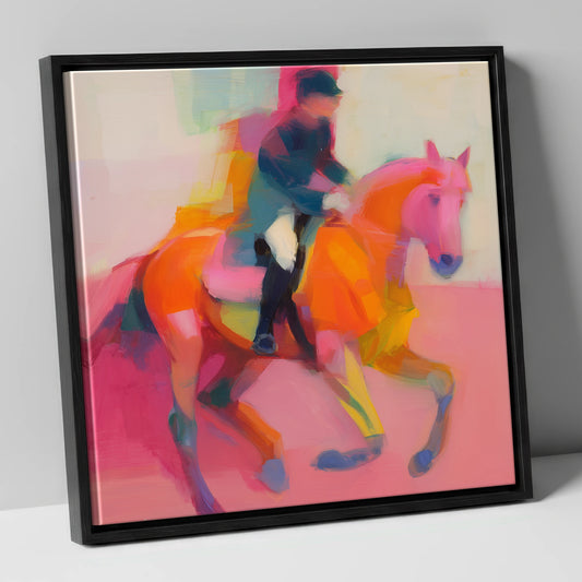 Abstract Dressage Rhythm dressage horse canvas wall art in black frame