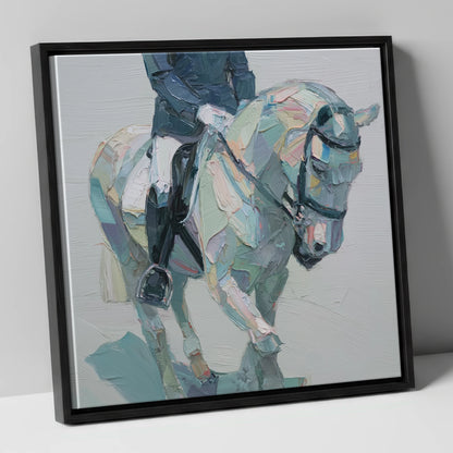 Collected In Pastel dressage horse canvas wall art in black frame