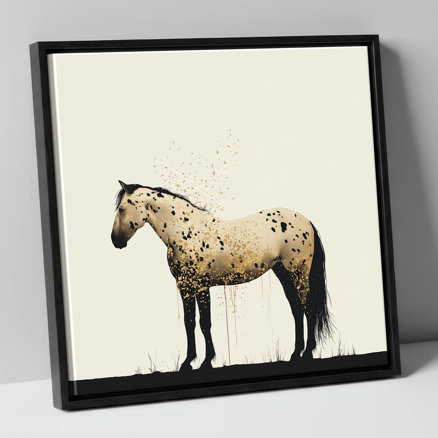 Gilded Appaloosa Elegance horse breed canvas wall art in black frame