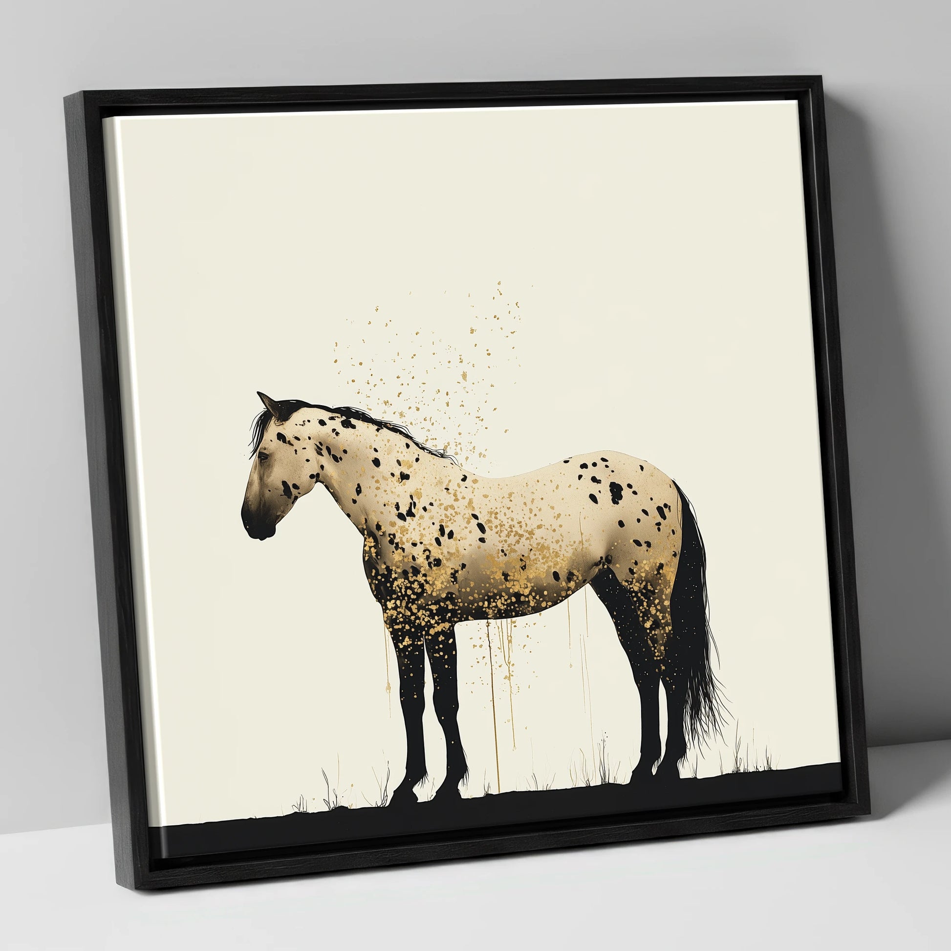 Gilded Appaloosa Elegance horse breed canvas wall art in black frame