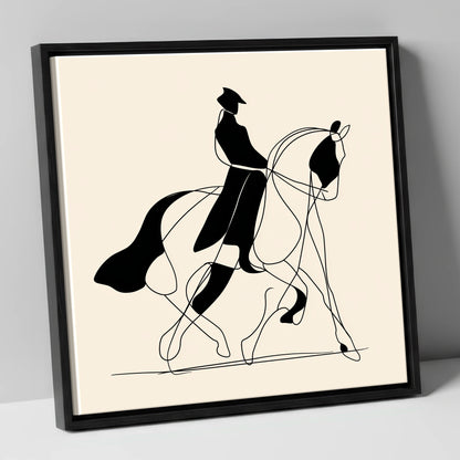 Harmony in Motion dressage horse canvas wall art in black frame